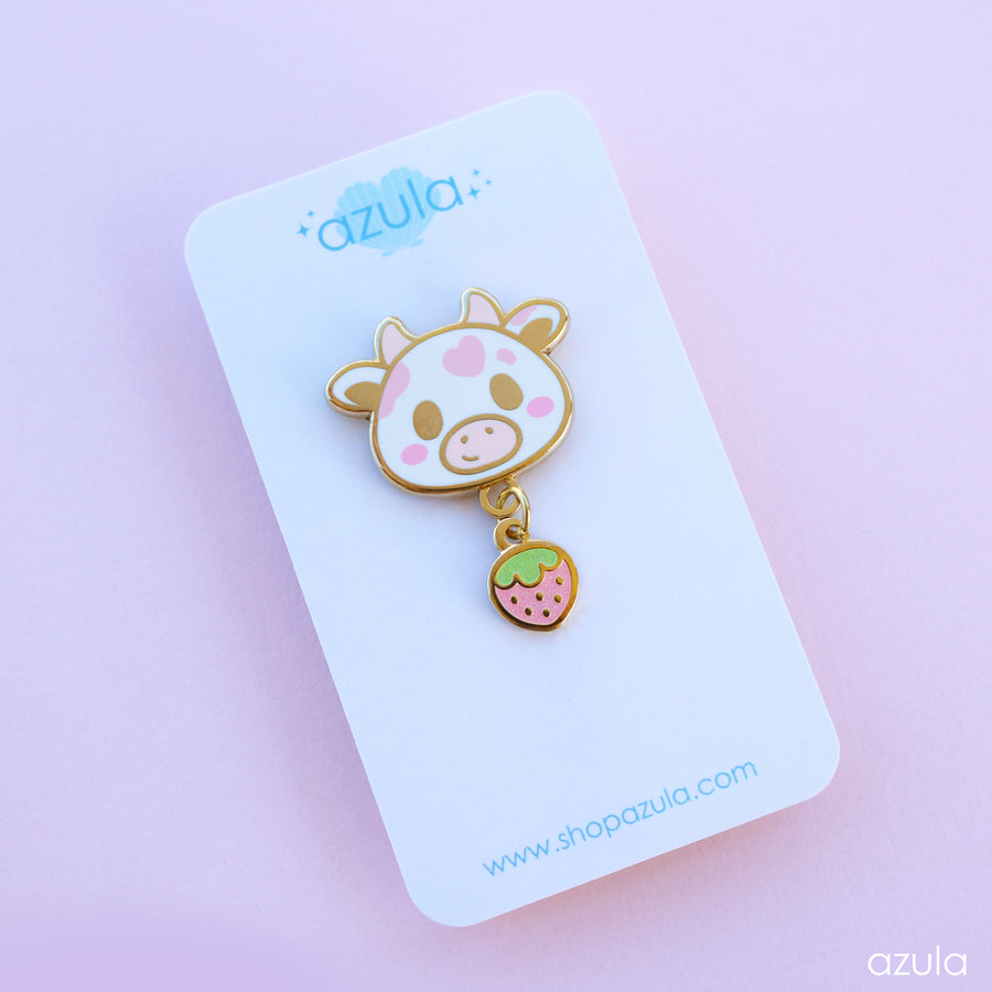 STRAWBERRY COW ✦ ENAMEL PIN
