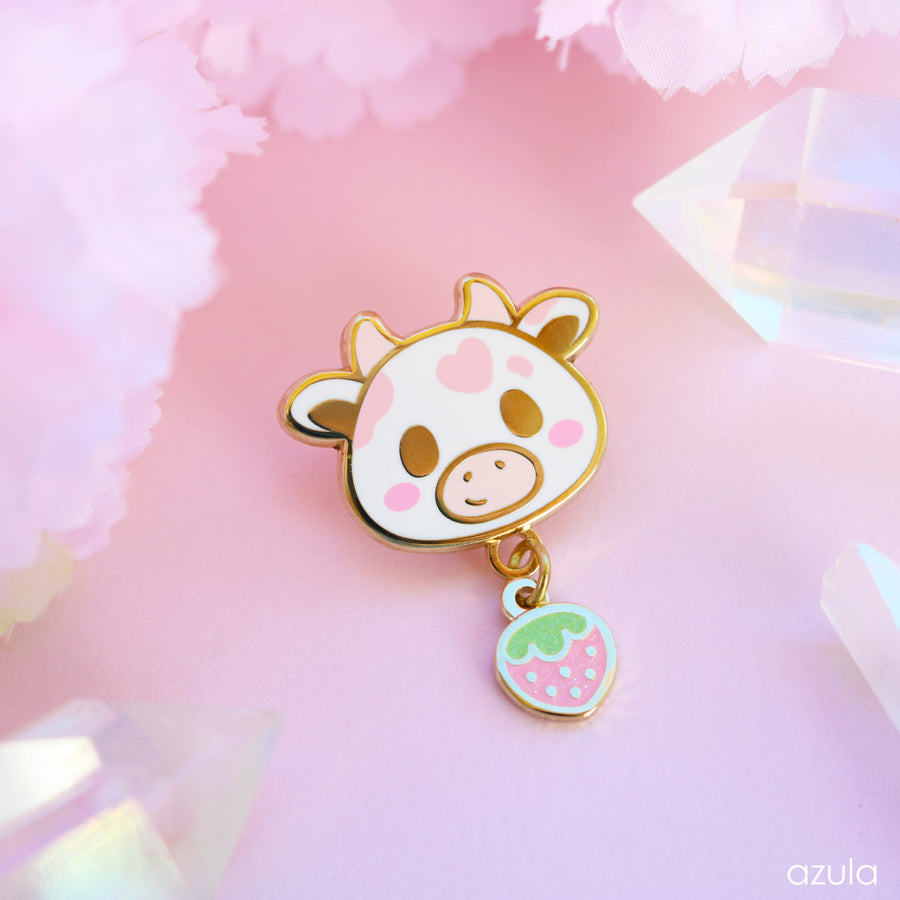 STRAWBERRY COW ✦ ENAMEL PIN